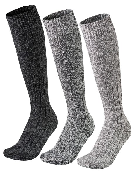 Herren Norweger Woll Kniestrümpfe 3 Paar warme Stricksocken