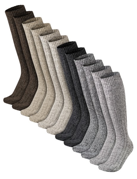 Herren Norweger Woll Kniestrümpfe 12 Paar warme Stricksocken