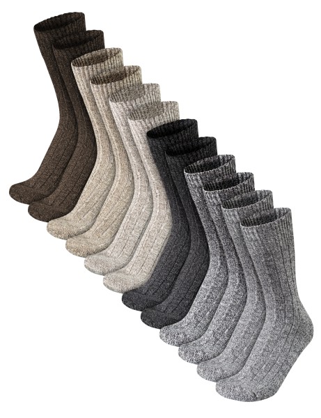 Herren Norweger Wollsocken 12 Paar warme Stricksocken