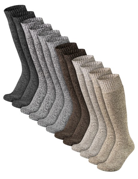 Herren Norweger Woll Kniestrümpfe 12 Paar warme Stricksocken