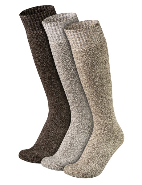 Herren Norweger Woll Kniestrümpfe Vollfrottee 3 Paar warme Stricksocken